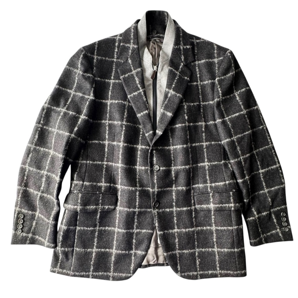 Coppley Gabe Windowpane Plaid Wool Sports Coat Blazer with Vest | 44 - Picture 5 of 12